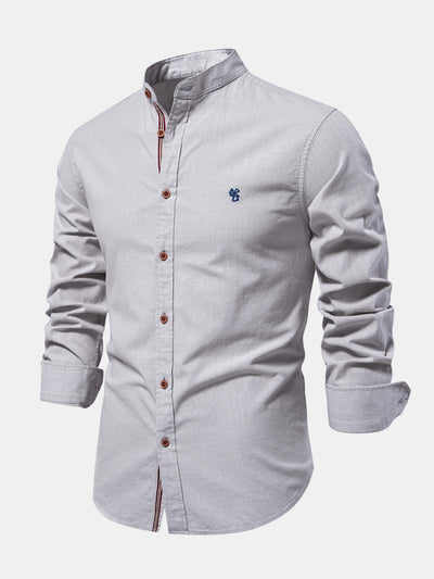 Rowan | Long Sleeve Linen Shirt With Stand Up Collar