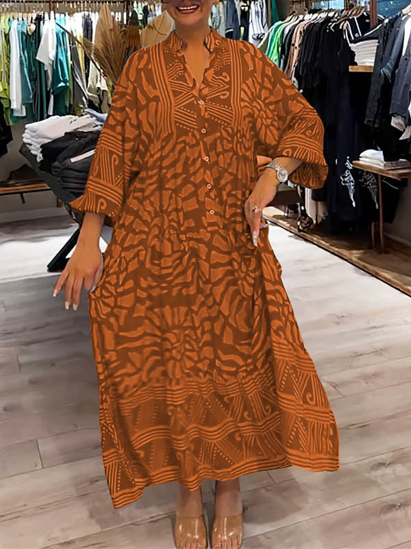 Orelia | V Neck Printed Loose Dress