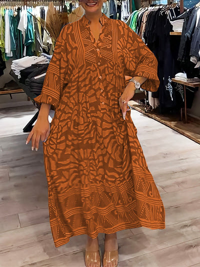 Orelia | V Neck Printed Loose Dress