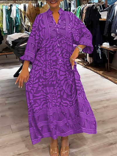Orelia | V Neck Printed Loose Dress