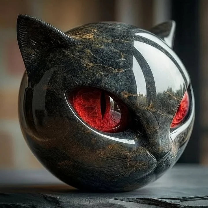 Mystic Black Cat Head Sculpture