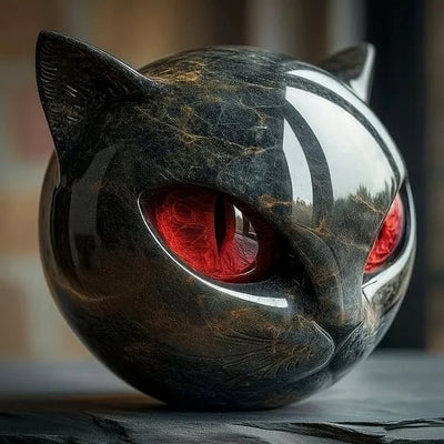 Mystic Black Cat Head Sculpture