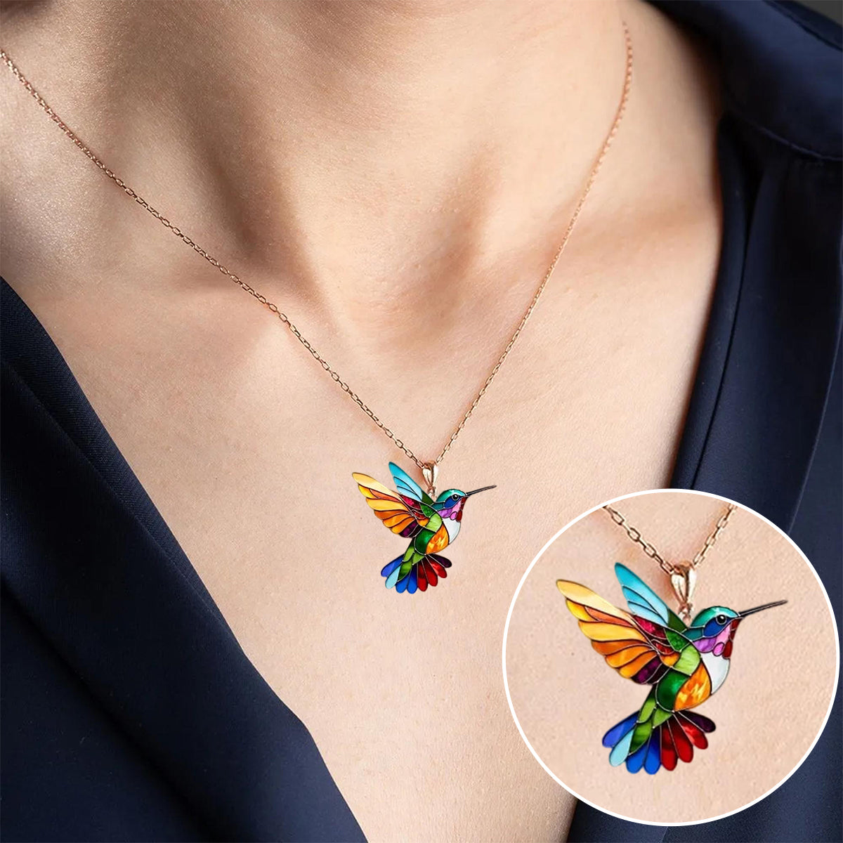 Sophia | Elegant Colorful Hummingbird Necklace