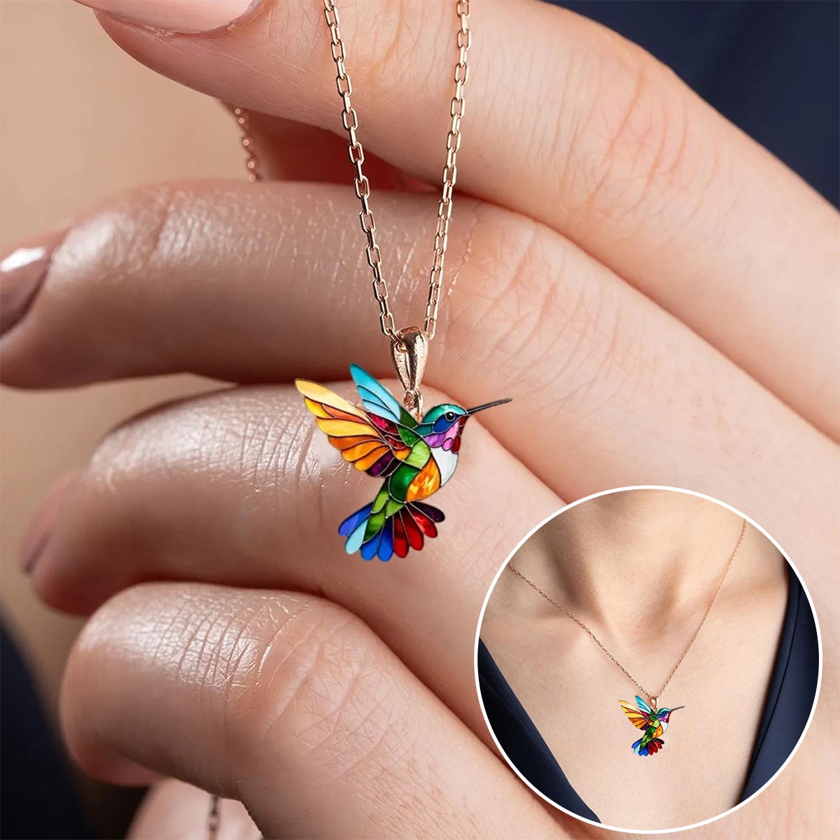 Sophia | Elegant Colorful Hummingbird Necklace