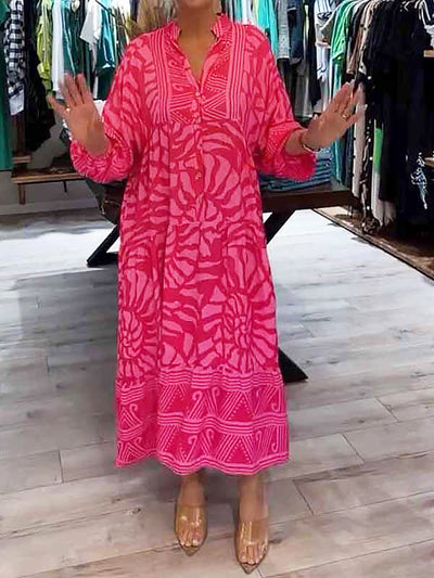 Orelia | V Neck Printed Loose Dress