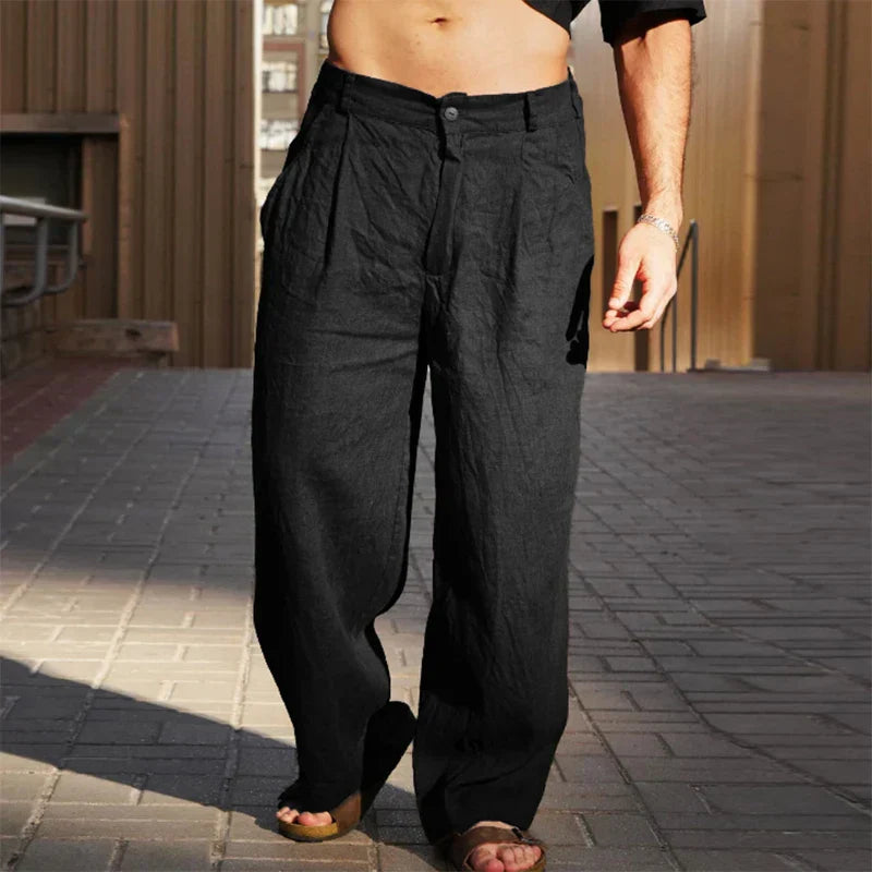 Mike | Linen Wide Leg Trousers