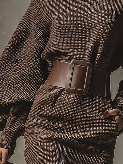 Evelyn | Short knitted dress with structured belt